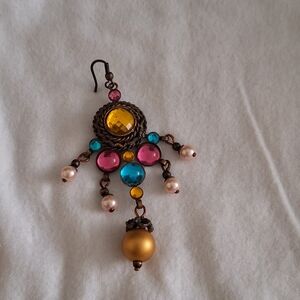 Multicolor Dangle Earrings with Gold Accents